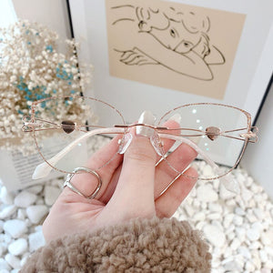 Exquisite Diamond Optical Eyeglasses Frames RX Prescription Myopia Cat Eye Metal Custom Diopter Glasses Women Retro