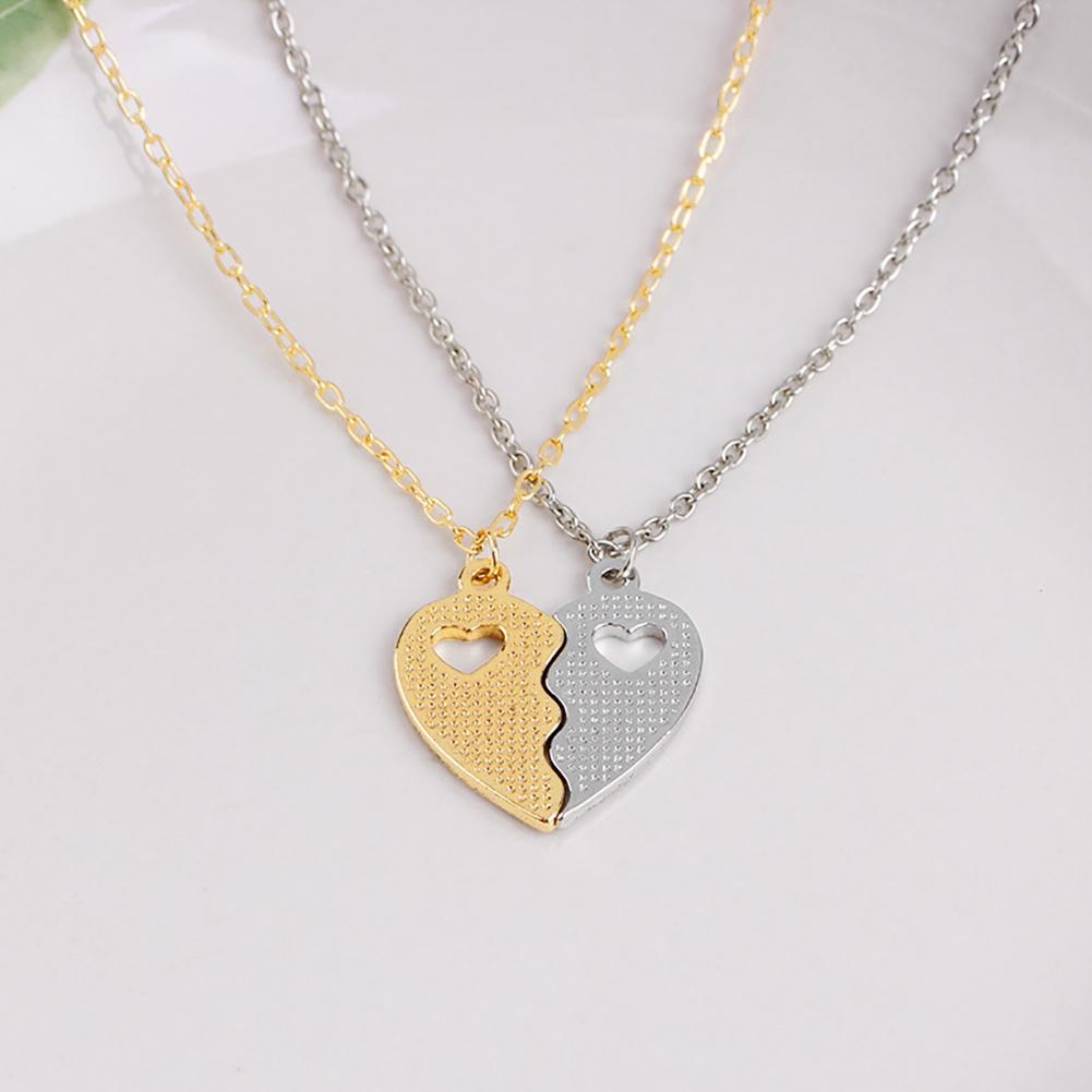 Exquisite Girls Friends Necklace Split Hollow Heart Shape Pandant Jewelry