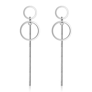 Exquisite Simple Fashion 925 Sterling Silver Circle Tassel Long Earrings Ear Line Women Jewelry boucle d'oreille S-E176