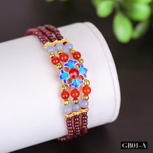 Load image into Gallery viewer, Exquisite garnet bracelet for women Three chains of garnet jewelry for bracelets