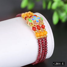 Load image into Gallery viewer, Exquisite garnet bracelet for women Three chains of garnet jewelry for bracelets