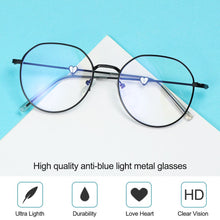 Carica l&#39;immagine nel visualizzatore di Gallery, Protezione degli occhi Office Love Heart Occhiali da computer con montatura ultraleggera Occhiali anti-luce blu Occhiali da vista oversize 