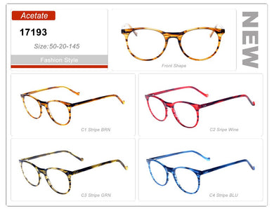 Eye wonder  Lady's Round Optical Frames Vintage Eyewear Frames Retro Glasses Blue Striped