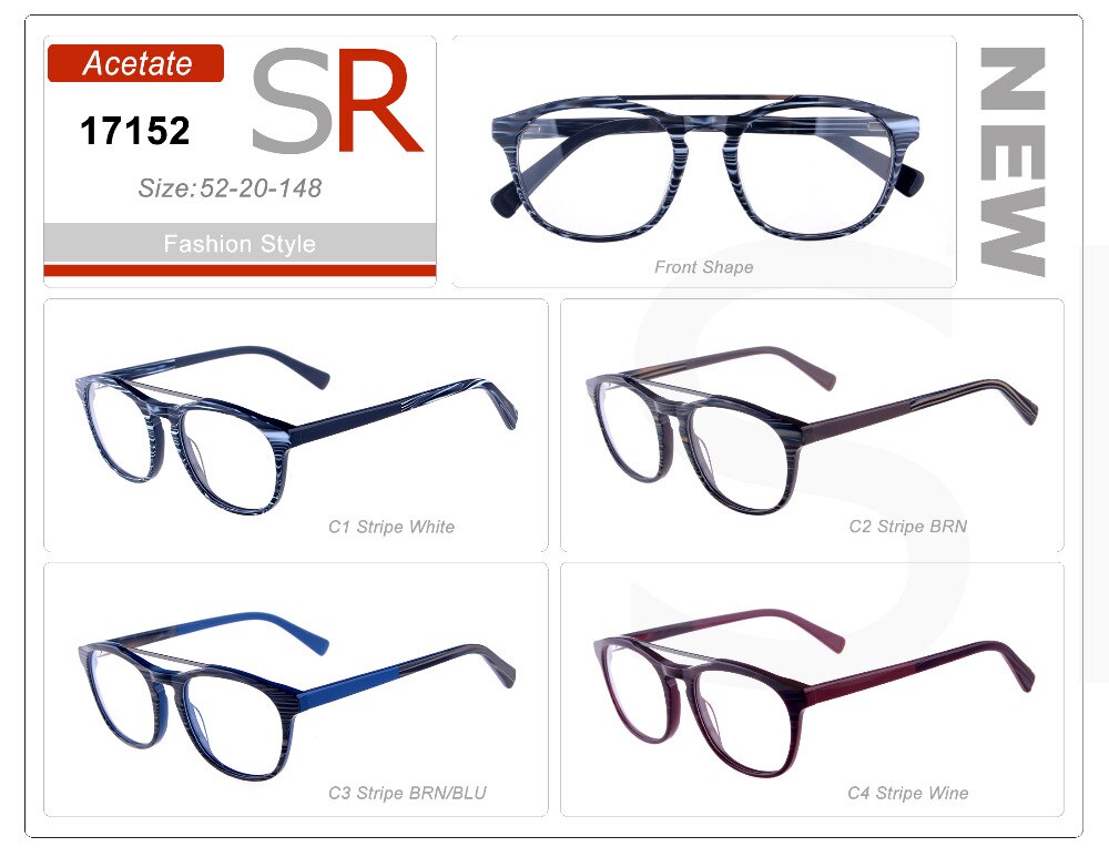 Eye wonder  Men's and Women's Vintage Acetate Glasses Optical Frames with double bridge