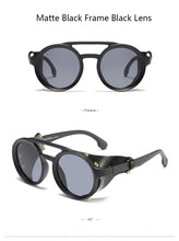 Carica l'immagine nel visualizzatore di Gallery, Eyecrafters 2022 Vintage Men Steampunk Goggles Sunglasses Women Retro Shades  Leather With Side Shields Round Sun Glasses