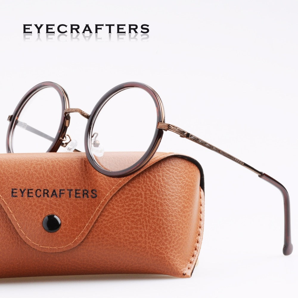 Eyecrafters Retro Lady's Round Eyewear Frame  Men Women Clear Lens Optical Eyeglasses Frame Spectacle Frame Vintage