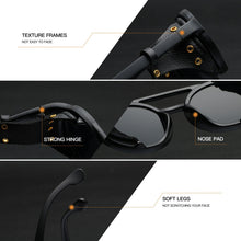 Load image into Gallery viewer, Eyecrafters Retro Round Steampunk Sunglasses With Leather Side Shileds Mens Womens  Vintage Designer Glasses Shades