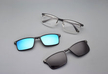 Carica l&#39;immagine nel visualizzatore di Gallery, Eyeglasses Frame Alloy Male Big Belt Magnet Clip On Myopia Glasses Frame  Polarized Sunglasses  Night Vision