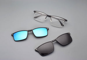 Eyeglasses Frame Alloy Male Big Belt Magnet Clip On Myopia Glasses Frame  Polarized Sunglasses  Night Vision