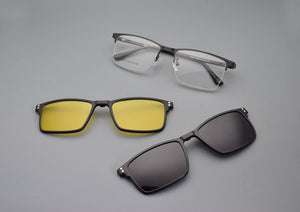 Eyeglasses Frame Alloy Male Big Belt Magnet Clip On Myopia Glasses Frame  Polarized Sunglasses  Night Vision