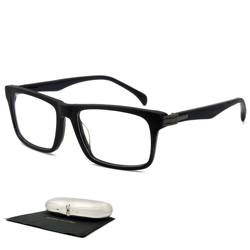 Eyeglasses Frames Optical Square Prescription Lenses Men Business Office Acetate Gentle Wood Look Vintage Demi Brown 98168