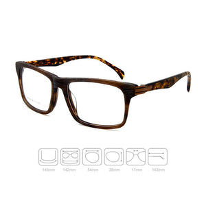 Eyeglasses Frames Optical Square Prescription Lenses Men Business Office Acetate Gentle Wood Look Vintage Demi Brown 98168