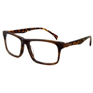 Eyeglasses Frames Optical Square Prescription Lenses Men Business Office Acetate Gentle Wood Look Vintage Demi Brown 98168