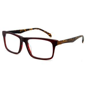 Eyeglasses Frames Optical Square Prescription Lenses Men Business Office Acetate Gentle Wood Look Vintage Demi Brown 98168