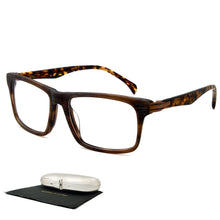 Load image into Gallery viewer, Eyeglasses Frames Optical Square Prescription Lenses Men Business Office Acetate Gentle Wood Look Vintage Demi Brown 98168