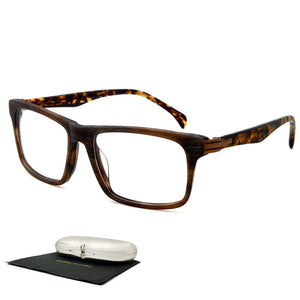 Eyeglasses Frames Optical Square Prescription Lenses Men Business Office Acetate Gentle Wood Look Vintage Demi Brown 98168