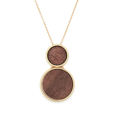 Vintage Round Geometric Wood Necklace Gold Color Chain Wood Necklace Women Long Charms Necklaces Pendant Collar Jewelry
