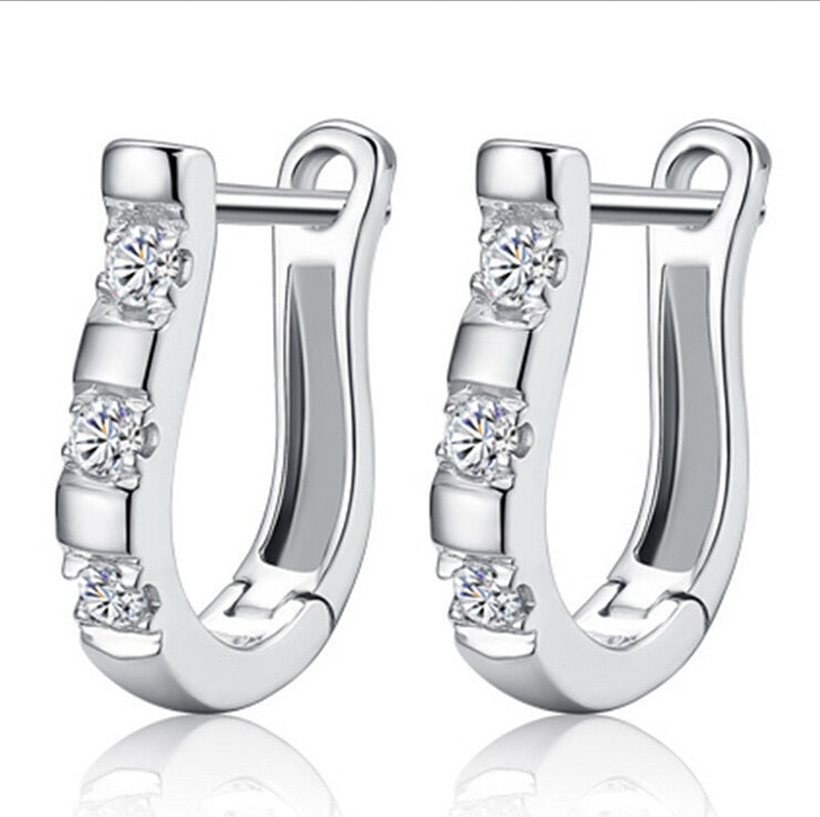 Austrian Crystal Rhinestone Zircon Stud Earrings Silver Plated Earrings Vintage Fashion Luxury Fine Jewelry!E278