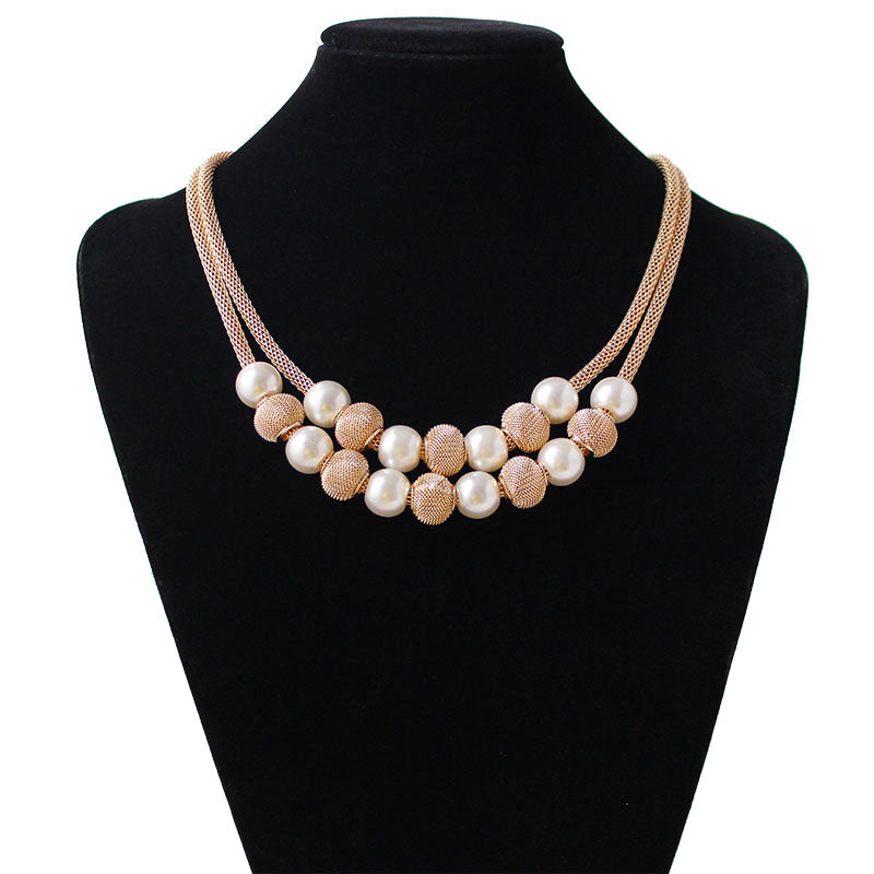 Gold Color Chain with Endline European Popular Style Gold and Silver Color Ball Pendant Necklace for Women