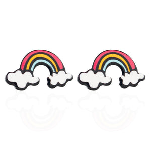 fashion Cartoon Acrylic Cloud and Rainbow Stud Earrings For women Creative Art Earrings Gift foe Girl