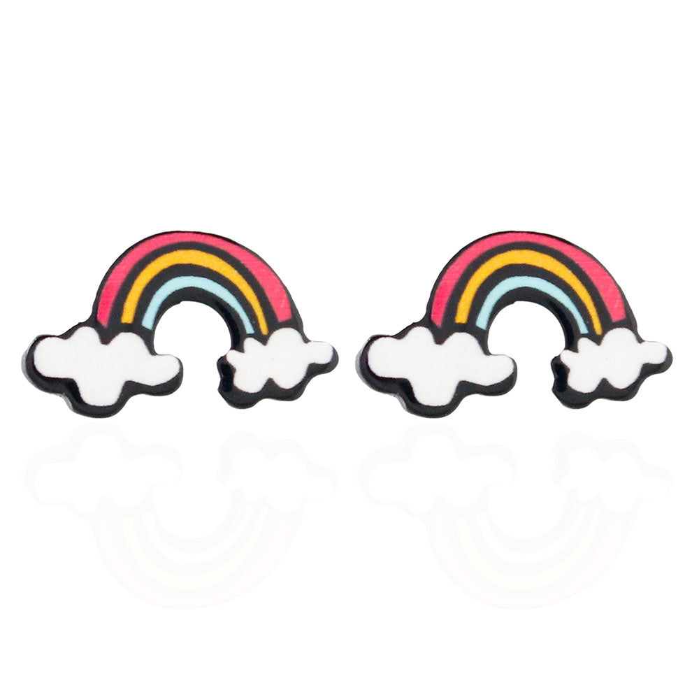 fashion Cartoon Acrylic Cloud and Rainbow Stud Earrings For women Creative Art Earrings Gift foe Girl