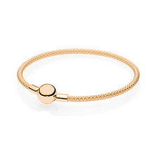 Carica l'immagine nel visualizzatore di Gallery, Bracciale di base classico in argento sterling 100% 925 Bracciale in tessuto Colore oro Oro rosa Accessori perline fai da te Fabbrica diretta 