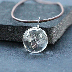 2016 Fashion Flower Lockets Necklace Leather Chain Four Leaf Clover Glass Cabochon Wish Bottle Pendant Necklace Jewelry