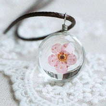 Carica l&#39;immagine nel visualizzatore di Gallery, 2016 Fashion Flower Lockets Necklace Leather Chain Four Leaf Clover Glass Cabochon Wish Bottle Pendant Necklace Jewelry