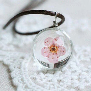 2016 Fashion Flower Lockets Necklace Leather Chain Four Leaf Clover Glass Cabochon Wish Bottle Pendant Necklace Jewelry