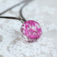 Carica l&#39;immagine nel visualizzatore di Gallery, 2016 Fashion Flower Lockets Necklace Leather Chain Four Leaf Clover Glass Cabochon Wish Bottle Pendant Necklace Jewelry