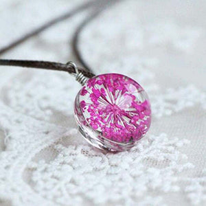 2016 Fashion Flower Lockets Necklace Leather Chain Four Leaf Clover Glass Cabochon Wish Bottle Pendant Necklace Jewelry