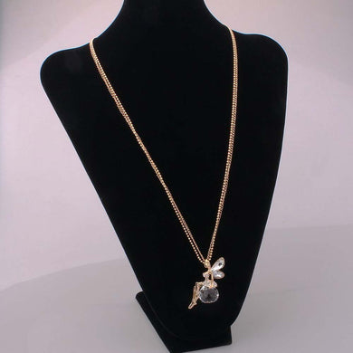 2017 New Fashion Gold Crystal Angel Wings Long Chain Necklace/Ahiny Butterfly Fairy Necklace Jewelry Women