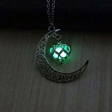 2017 New Hot Moon Glowing Necklace, Gem Charm Jewelry,Silver Plated,Halloween Gifts