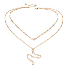 Carica l&#39;immagine nel visualizzatore di Gallery, Charm Gold Color Boho Beach Sexy Body Jewelry Crystal Necklace Fashion Beach Multilayer Crystal Pendant Necklace