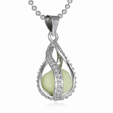 Fashion fluorite rhinestone womens mermaid tear holy glow in the dark necklace, Fashion noctilucent necklace