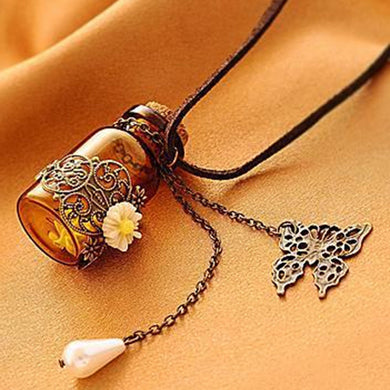 Fashion jewelry 2016 necklace Carved long leather cord necklaces & pendants retro cork Wishing bottle sweater chain