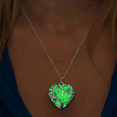 Luminous Silver Hollow Glowing Stone Pendant Necklace Statement Chocker Pendants Necklace For Women Halloween Gifts 2018