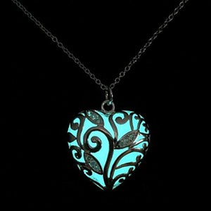 Luminous Silver Hollow Glowing Stone Pendant Necklace Statement Chocker Pendants Necklace For Women Halloween Gifts 2018