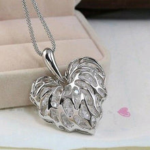 Load image into Gallery viewer, Recently, a woman full of gold silver heart-shaped crystal rhinestone pendant necklace sweater long chain necklace