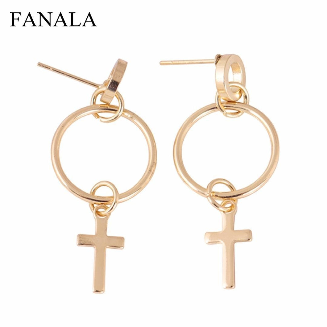 Circle Cross Dangle Earring Fashion Retro boucle d'oreille Drop Earrings Bijoux Femme Charming Jewelry