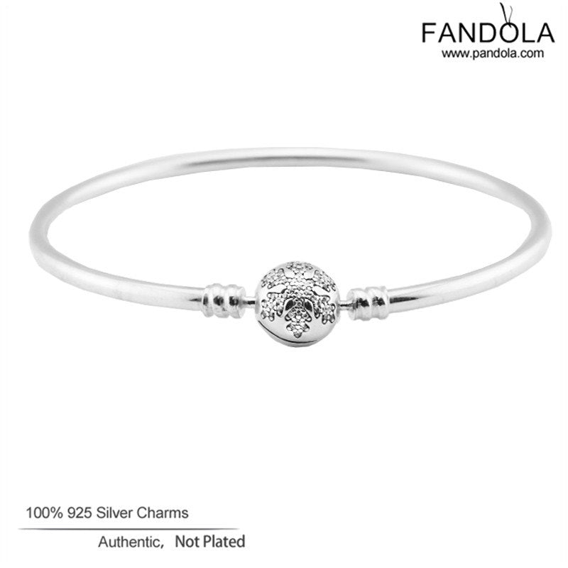 Unique Snowflake Bracelets & Bangles 925 Sterling Silver Moments Bangles for Women Bracelet Femme Valentines D Gift