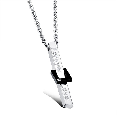 Brand Couple Necklaces Men Women lover's Pendants Fashion Jewelry style Black Rose gold Color stainless steel Chain