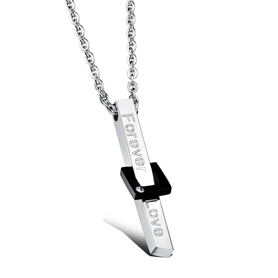 Brand Couple Necklaces Men Women lover's Pendants Fashion Jewelry style Black Rose gold Color stainless steel Chain