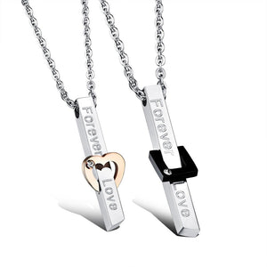 Brand Couple Necklaces Men Women lover's Pendants Fashion Jewelry style Black Rose gold Color stainless steel Chain