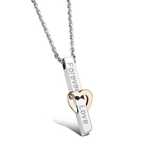 Brand Couple Necklaces Men Women lover's Pendants Fashion Jewelry style Black Rose gold Color stainless steel Chain