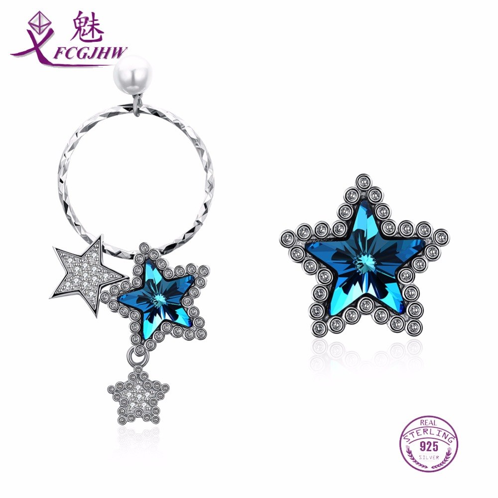 Drop Earrings For Women Sterling Silver 925 Fine Jewelry Color Star Zircon For Party Valentines D Gift