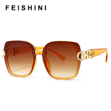 Load image into Gallery viewer, FEISHINI 2023  Big Square Sunglasses Women Vintage Transparent Goggle Oversized Sun glasses Ladies UV400 Protection