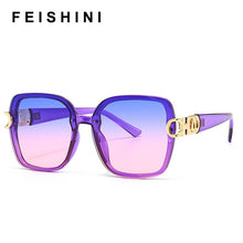 Load image into Gallery viewer, FEISHINI 2023  Big Square Sunglasses Women Vintage Transparent Goggle Oversized Sun glasses Ladies UV400 Protection
