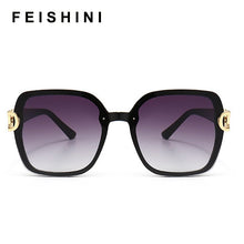 Load image into Gallery viewer, FEISHINI 2023  Big Square Sunglasses Women Vintage Transparent Goggle Oversized Sun glasses Ladies UV400 Protection