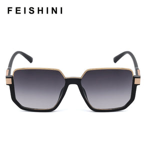 FEISHINI Brand Metal Frame Butterfly Women Sunglasses Unisex Brand Design Trendy Sunglass Female UVB Gradient